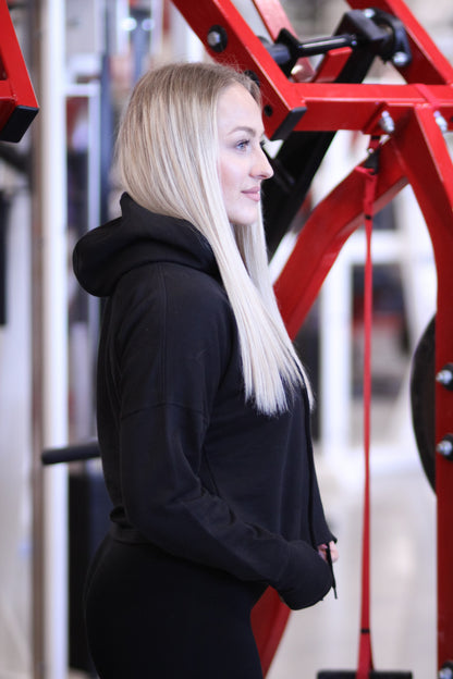 Girls Cropped Hoodie Schwarz - I believe in fitness