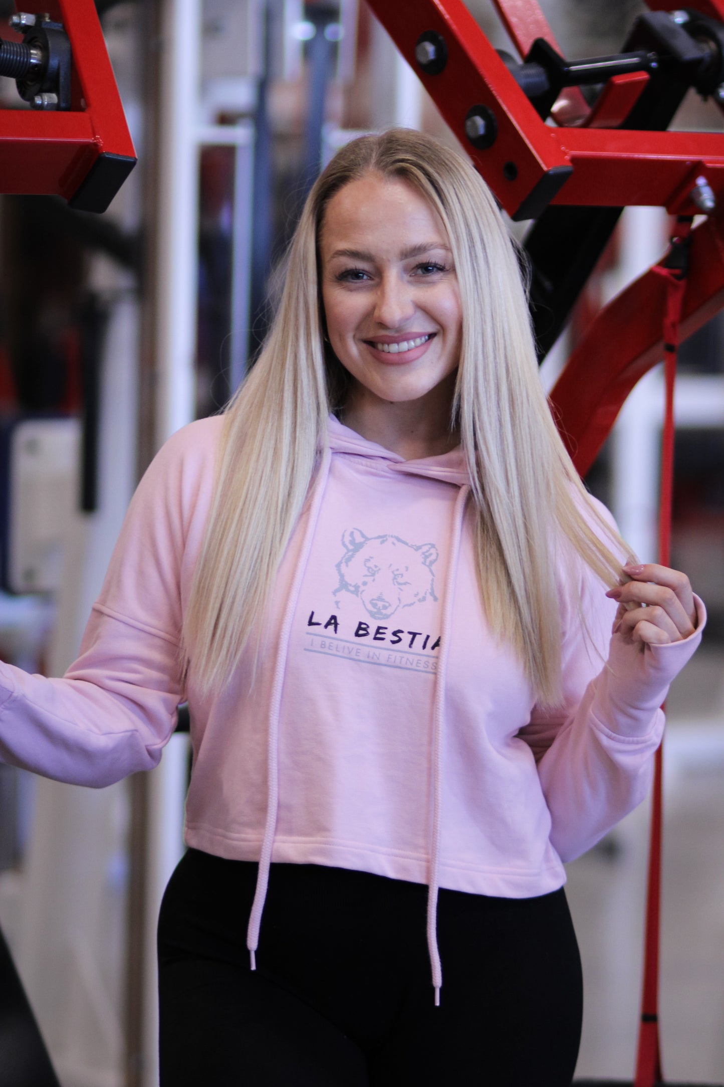 Girls Cropped Hoodie Schwarz - I believe in fitness