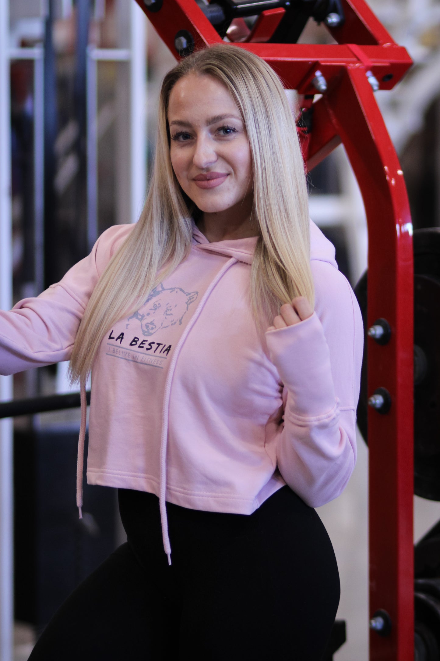 Girls Cropped Hoodie Schwarz - I believe in fitness